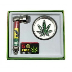 SET CON PIPA Y GRINDER Ø50 mm. DE METAL CON 5 REJILLAS