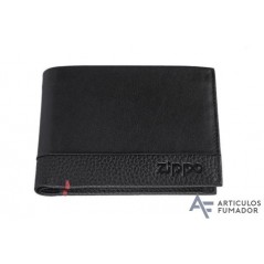 BILLETERO ZIPPO NAPPA BI-FOLD BLACK WALLET