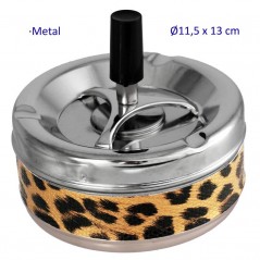 CENICERO LEOPARD CAMEL AUTOMÁTICO CON PULSADOR   11X13 CM