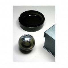 SET CENICERO ENCENDEDOR CILÍNDRICO EN CRISTAL AHUMADO