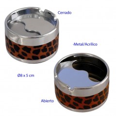 CENICERO LEOPARDO METAL CHAMP ANTIHUMO Ø8X5CM