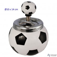 CENICERO DE MESA CON PULSADOR PELOTA TENIS 10X14 CM