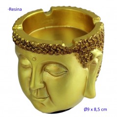CENICERO DE MESA BUDA DORADO CERÁMICA 9 X 8 CM