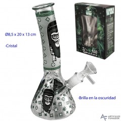 20 cm Bong de cristal brilla en la oscuridad