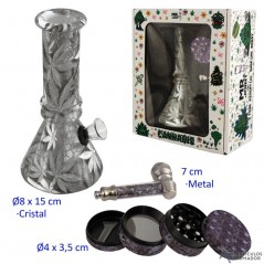 Set con bong, grinder y pipa