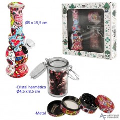 Set con bong, grinder y bote