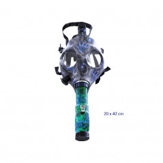 Máscara de látex gris con bong verde