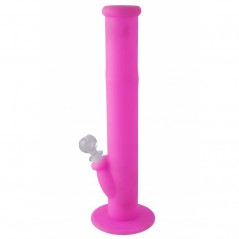 Ø11 x 36 cm. cm. Bong púrpura de silicona médica con pipeta de cristal.
