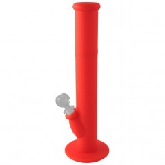 Ø5 x 36 cm. Bong rojo de silicona médica con pipeta de cristal