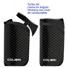 Encendedor turbo jet «COLIBRI Falcon II» negro llama en ángulo con...