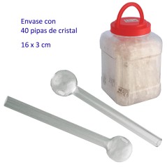 Bote con 40 pipas de cristal transparente para aceites y extracciones 16 x Ø3 cm