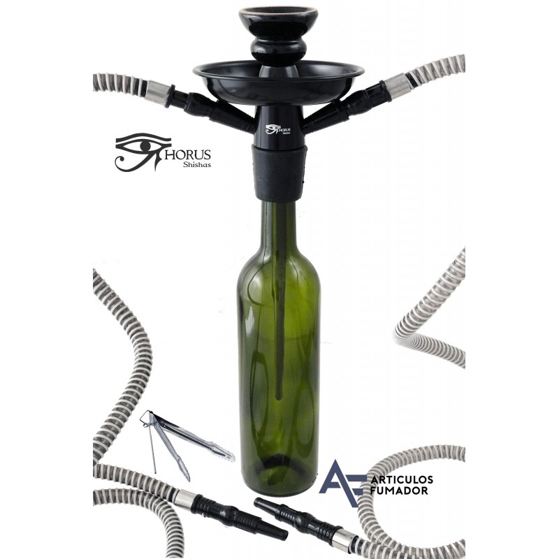 45 cm. Shisha (Pipa de agua) adaptable «HORUS» (incluye botella). Con 2 boquillas.