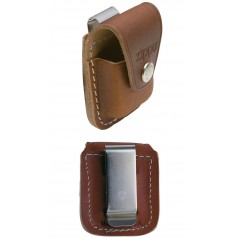 Funda Zippo con clip marrón