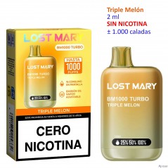 Triple Melon 0 mg. Lost Mary BM1000 TURBO Vaper desechable