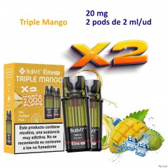 Triple mango 20 mg. BALMY ÉLITE PRO 2 Pods recarga