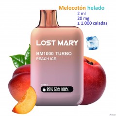 Peach Ice 20 mg. Lost Mary BM1000 TURBO Vaper desechable