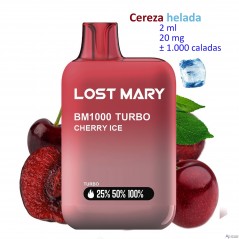 Cherry Ice 20 mg. Lost Mary BM1000 TURBO Vaper desechable