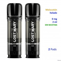 Peach Ice 0 mg. 2 pods recarga Lost Mary TAPPO