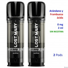 Blueberry Sour Raspberry 0 mg. 2 pods recarga Lost Mary TAPPO
