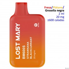 Fresa, Plátano y Grosella negra Lost Mary BM600s 20 mg. Vaper desechable