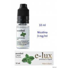e-liquid Menthol 3 mg. envase con 10 ml. e-lux