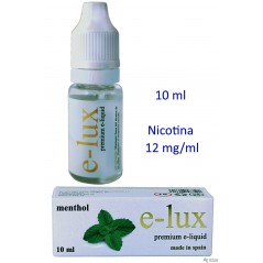 e-liquid Menthol 12 mg. envase con 10 ml. e-lux