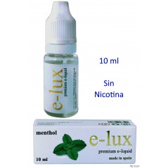 e-liquid Menthol 0 mg. envase con 10 ml. e-lux