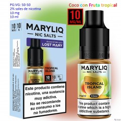 10 mg. Tropical Island MARYLIQ Sales de nicotina 10 ml.