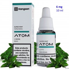 e-liquid Super Mint 6 mg. Hangsen Atom envase con 10 ml.