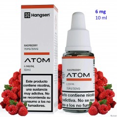 e-liquid Raspberry 6 mg. Hangsen Atom envase con 10 ml.