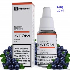 e-liquid Blueberry 6 mg. Hangsen Atom envase con 10 ml.