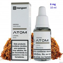 e-liquid Virginia 6 mg. Hangsen Atom envase con 10 ml.