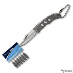 4  cm.  Hoja  Blister  con  6  navajas  Albainox  con  mango  acero  gris