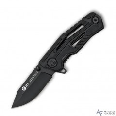 5  cm.  Navaja  táctica  K25  con  mango  G10  negro  efecto  fibra  de  carbono