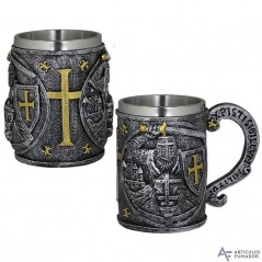 12,5  cm.  Taza  ornamentación  resina/acero  Tole10