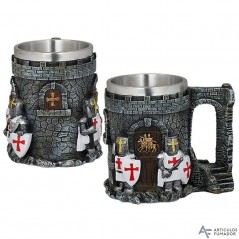 12,5  cm.  Taza  ornamentación  resina/acero  Tole10  Castillo  templarios