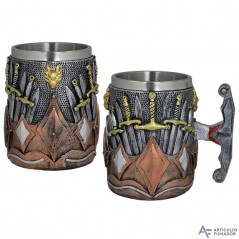 12,5  cm.  Taza  ornamentación  resina/acero  Tole10  Espadas