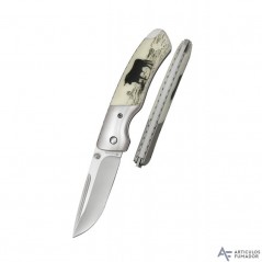 8  cm  Navaja  TORO  de  luxe  con  mango  aluminio  ABS  y  virola  aluminio