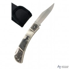 Navaja  decorada  Caballo  con  funda  textil  negra