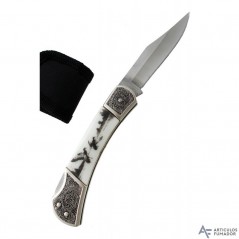 Navaja  decorada  Patos  con  funda  textil  negra