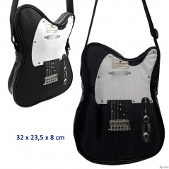Bolso bandolera con forma de guitarra Black en piel sintética