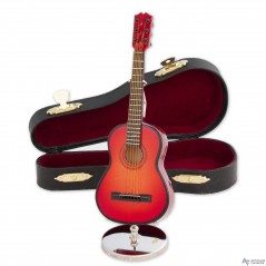 Guitarra española decorativa roja. Miniatura en madera. Con estuche y...
