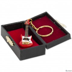 Llavero guitarra eléctrica miniatura roja. Con estuche