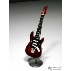 Guitarra eléctrica decorativa marron. Miniatura en madera. Con estuche y...