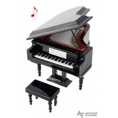 Piano de cola decorativo miniatura en madera. Con caja de música