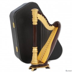 Arpa decorativa miniatura en madera. Con estuche