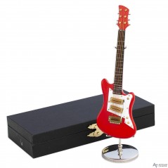 Guitarra eléctrica decorativa roja. Miniatura en madera. Con estuche y...