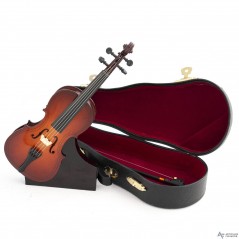 Violonchelo decorativo miniatura en madera. Con estuche y soporte
