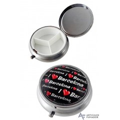 Pastillero de metal I LOVE BARCELONA con tres departamentos