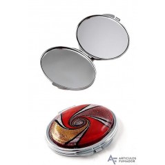 Espejo Bolsillo Oval Rojo Fc004C